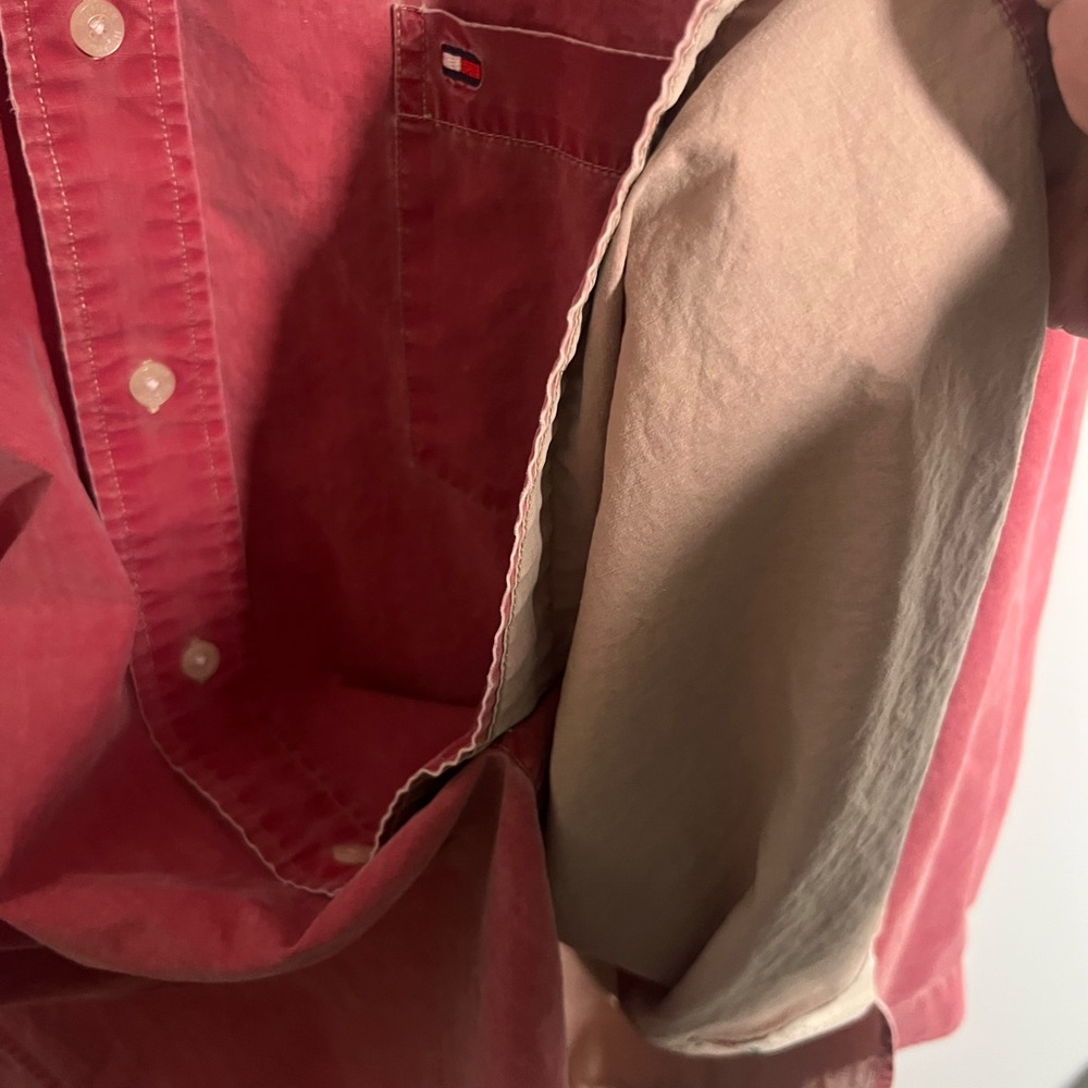 Men's Tommy Hilfiger Red Button-Up Pigment Dyed Shirt - Size XL - Picture 7 of 14